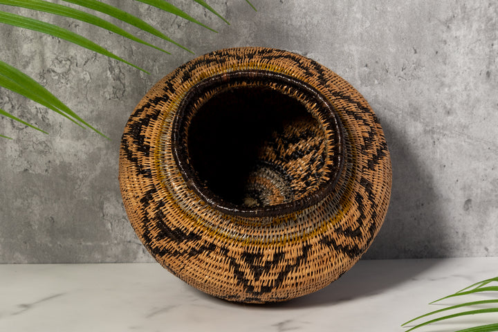 Brown And Black Southwest Design Woven Basket