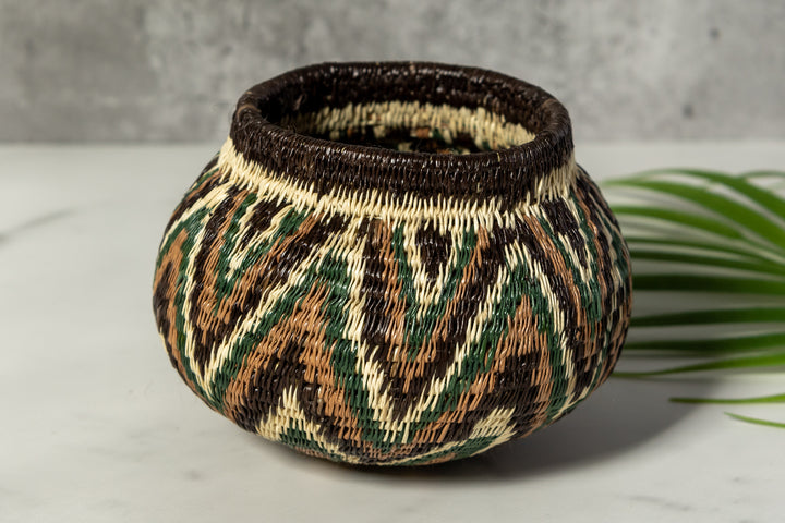 Green Star Pattern Woven Basket