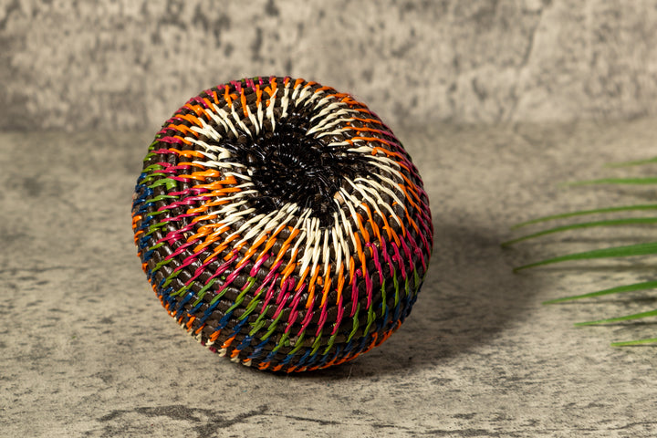 Small Orange Jungle Allure Woven Basket With Top