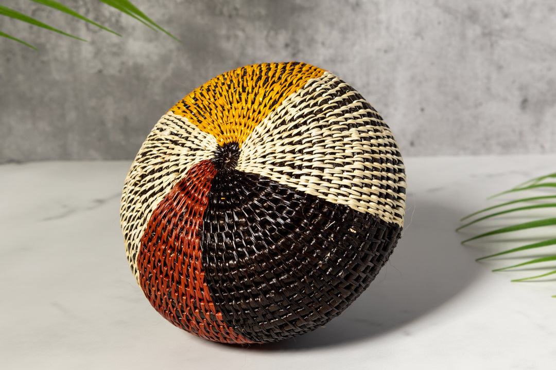 Brown Black White And Gold Classic Woven Basket