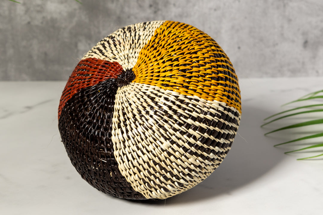 Brown Black White And Gold Classic Woven Basket