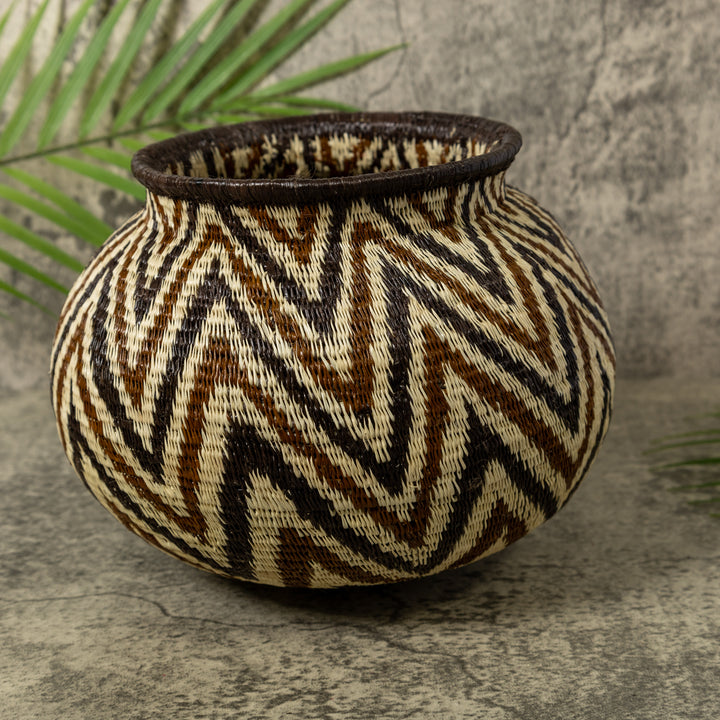 Angry Waves Black White And Brown Rainforest Basket
