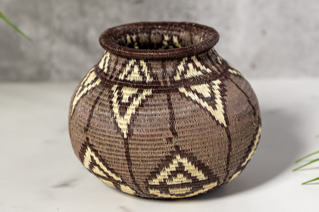 Black Gray And White Diamond Woven Basket