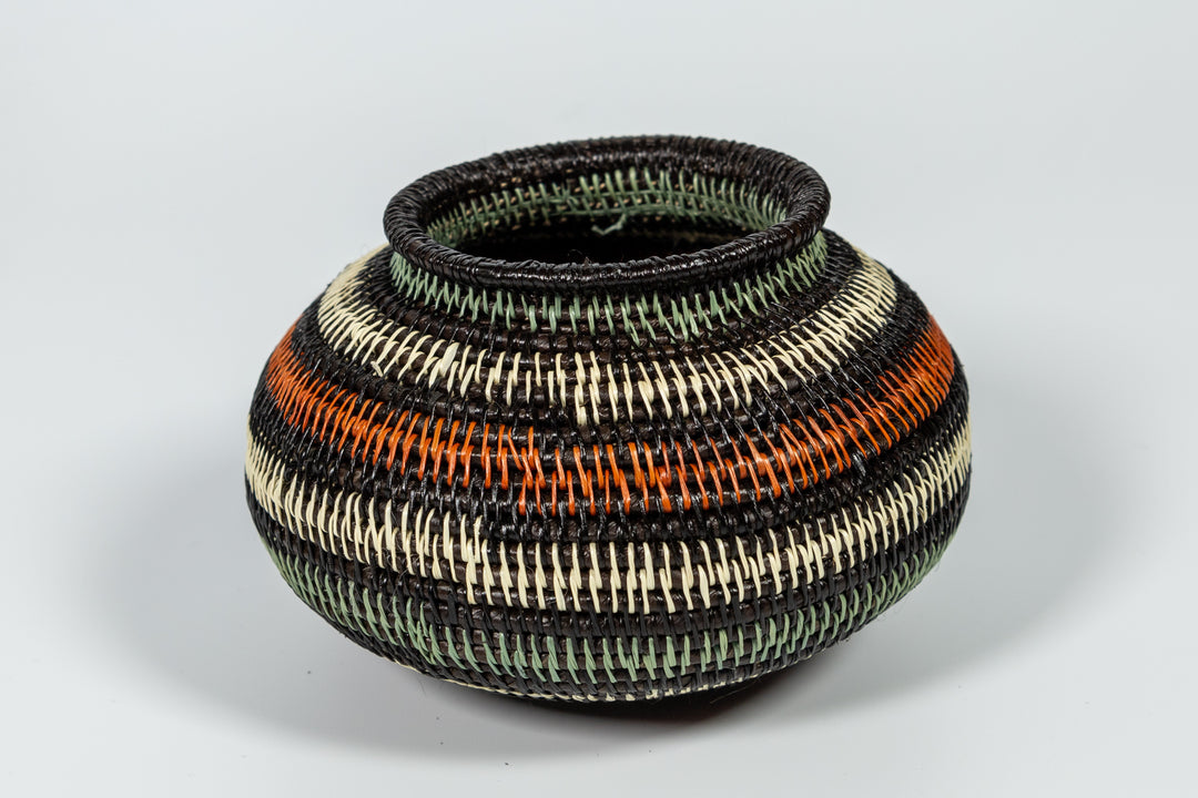 Orange Aqua And White Woven Basket