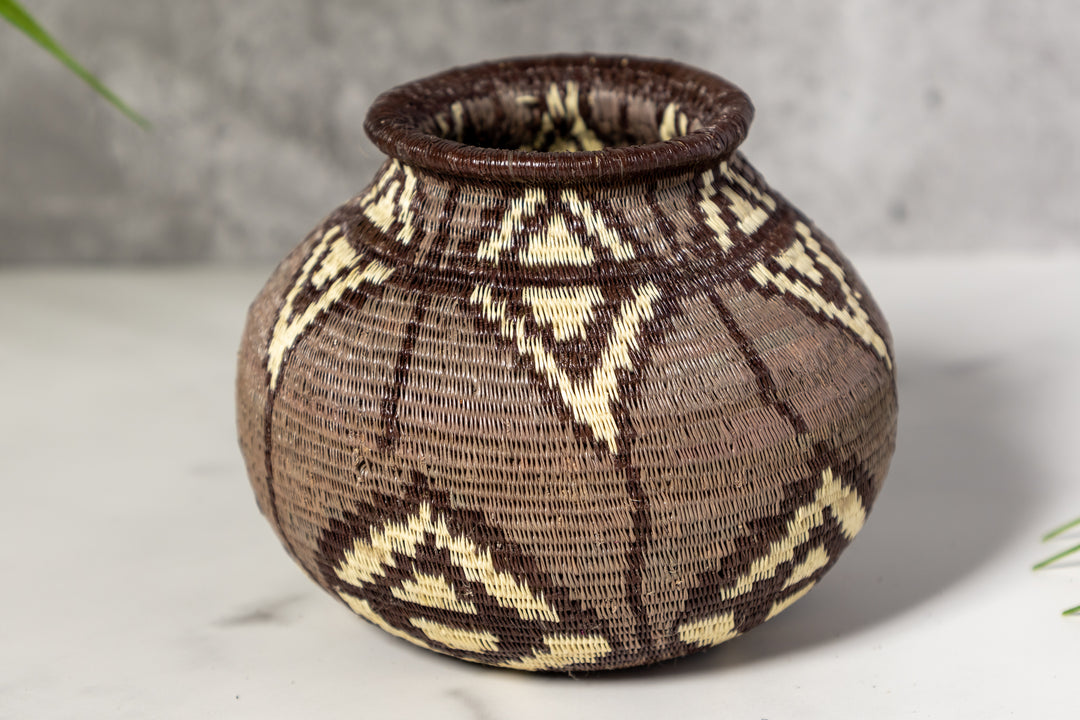 Black Gray And White Diamond Woven Basket