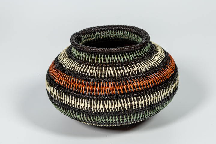 Orange Aqua And White Woven Basket