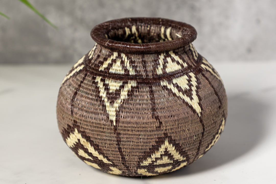 Black Gray And White Diamond Woven Basket