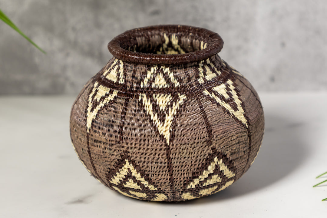 Black Gray And White Diamond Woven Basket