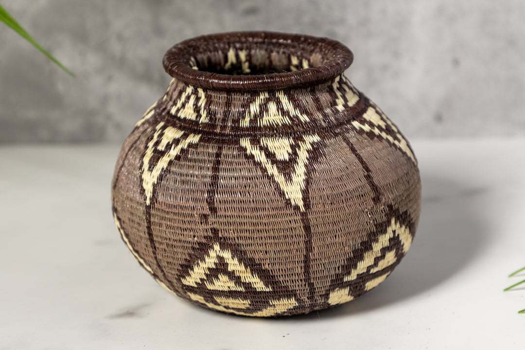 Black Gray And White Diamond Woven Basket