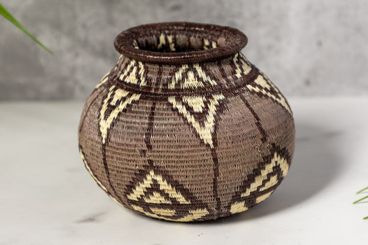 Black Gray And White Diamond Woven Basket