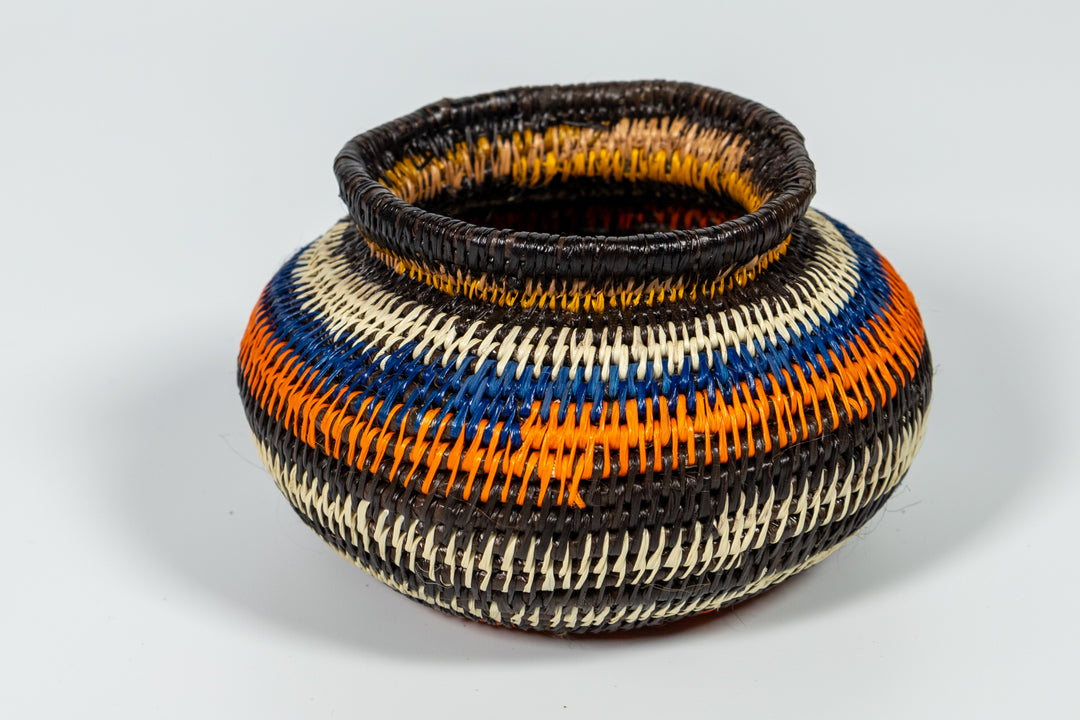 Orange Blue And Purple Woven Basket