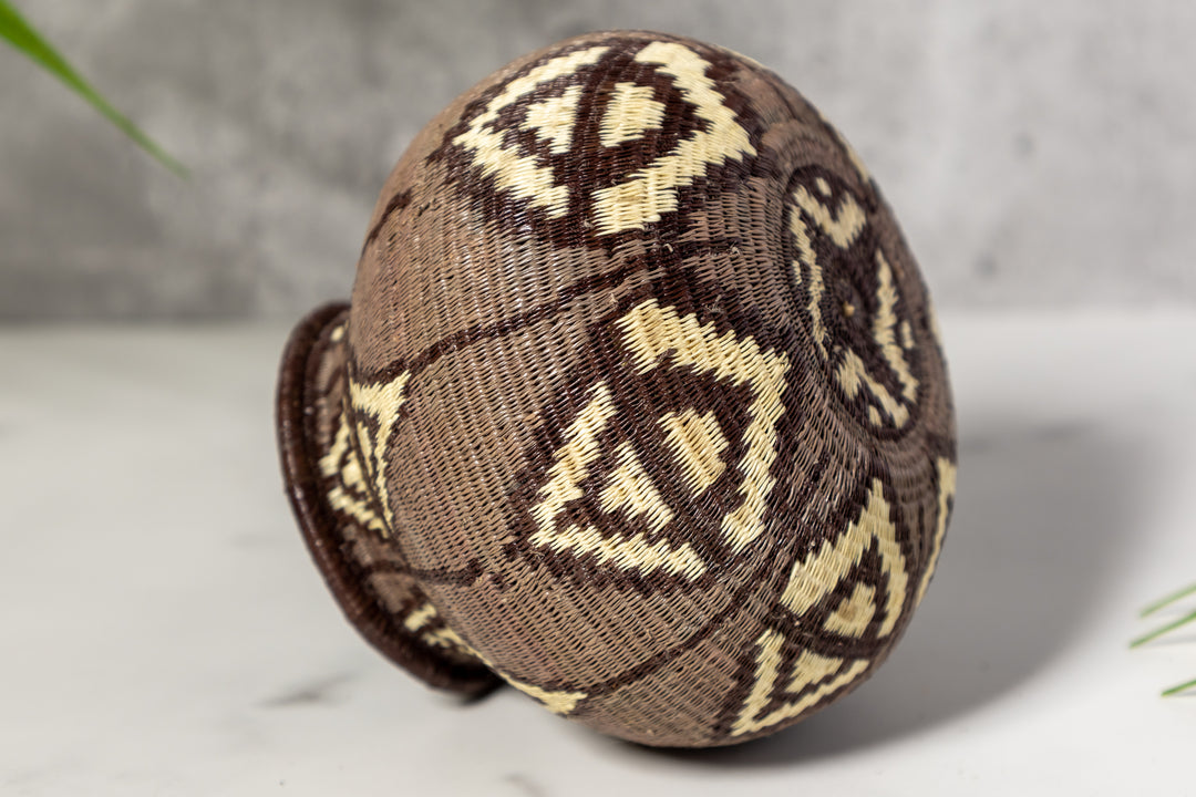 Black Gray And White Diamond Woven Basket