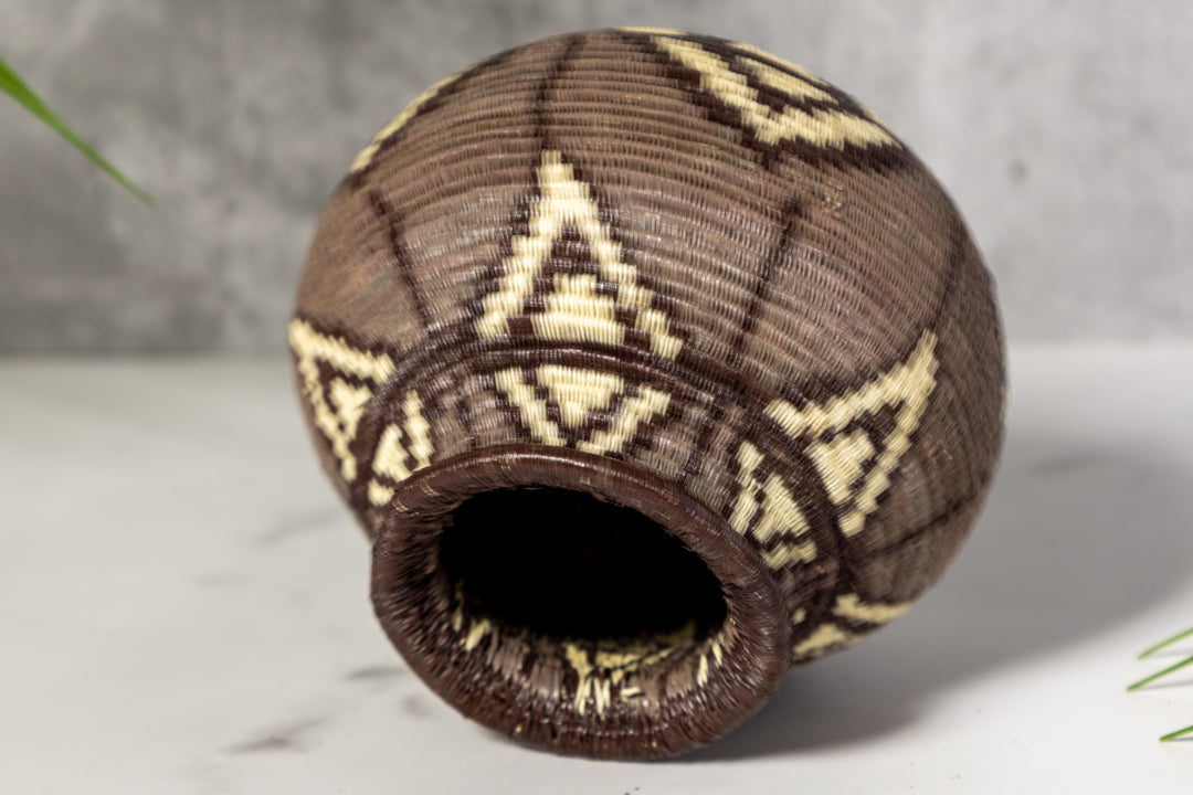 Black Gray And White Diamond Woven Basket