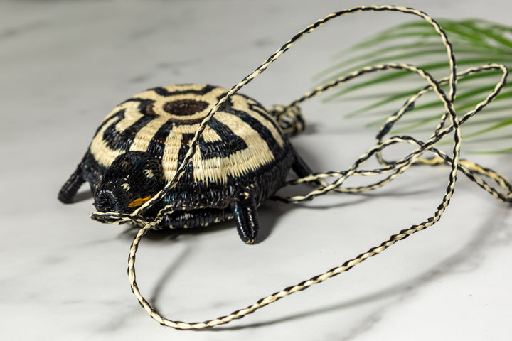 Black And White Turtle Purse Woven Basket