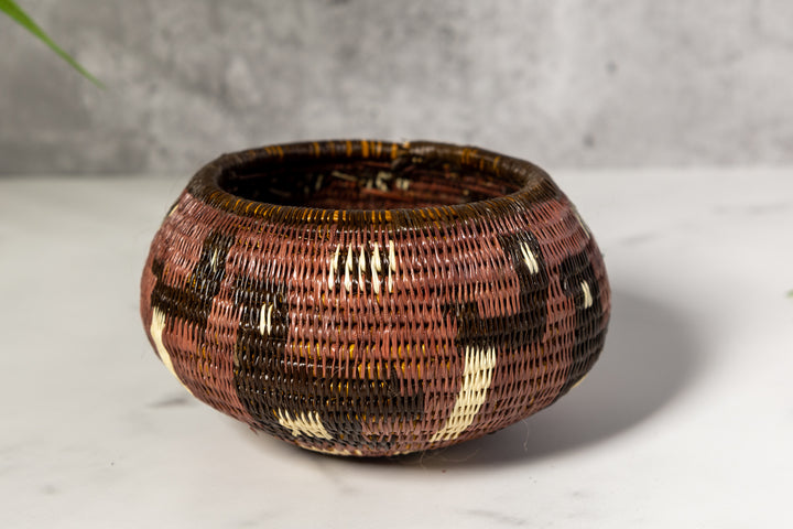 Brown And White Jungle Critters Woven Basket With Top