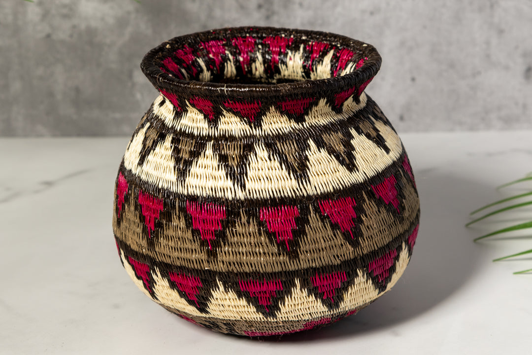 Violet Gray Black And White Diamond Woven Basket