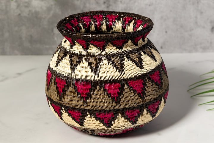 Violet Gray Black And White Diamond Woven Basket