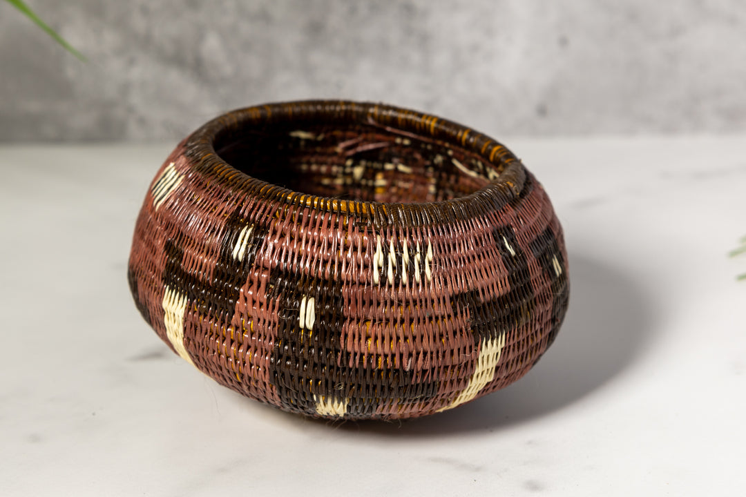 Brown And White Jungle Critters Woven Basket With Top