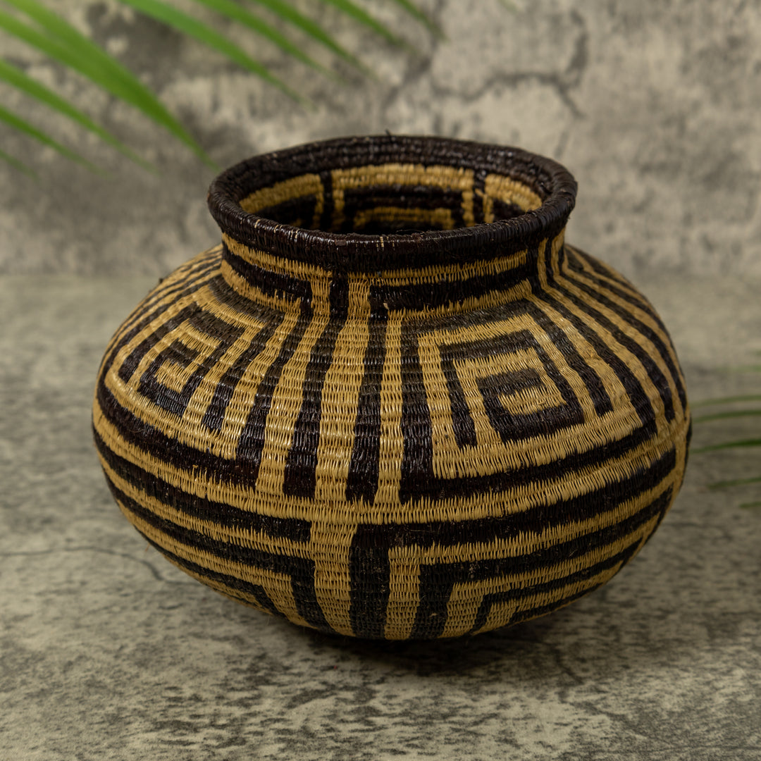 Black And Brown Greek Key Rainforest Basket