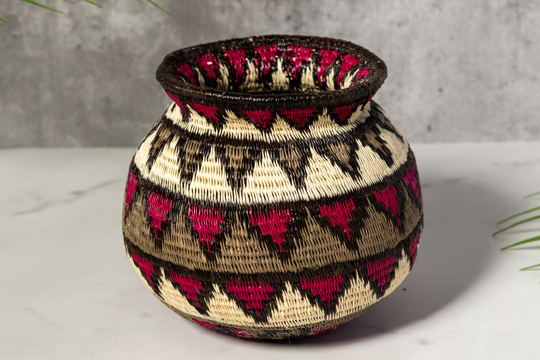 Violet Gray Black And White Diamond Woven Basket