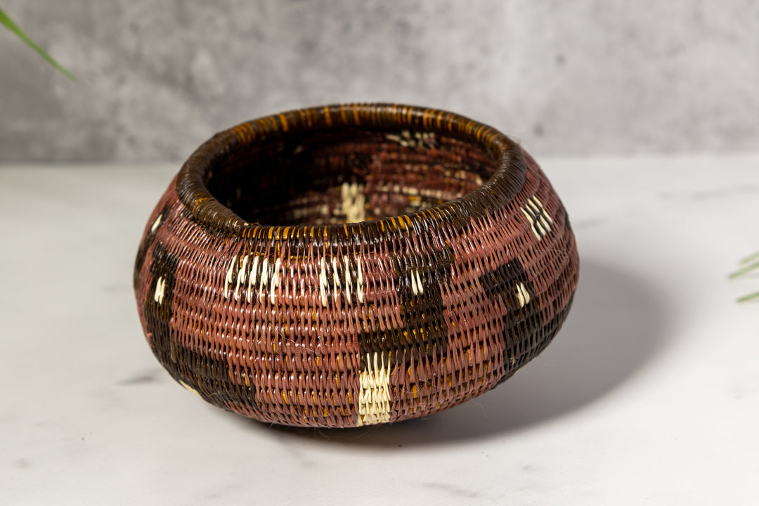 Brown And White Jungle Critters Woven Basket With Top