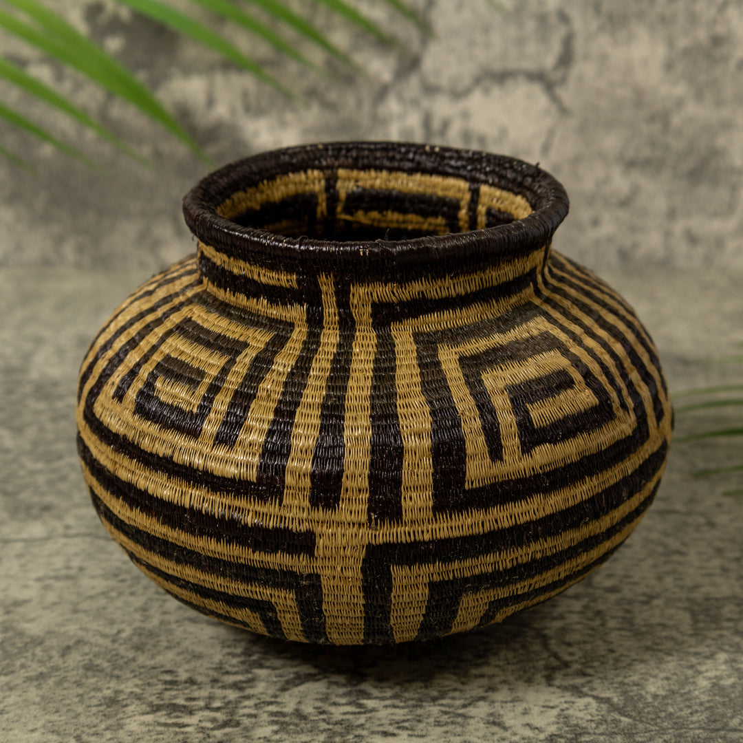 Black And Brown Greek Key Rainforest Basket