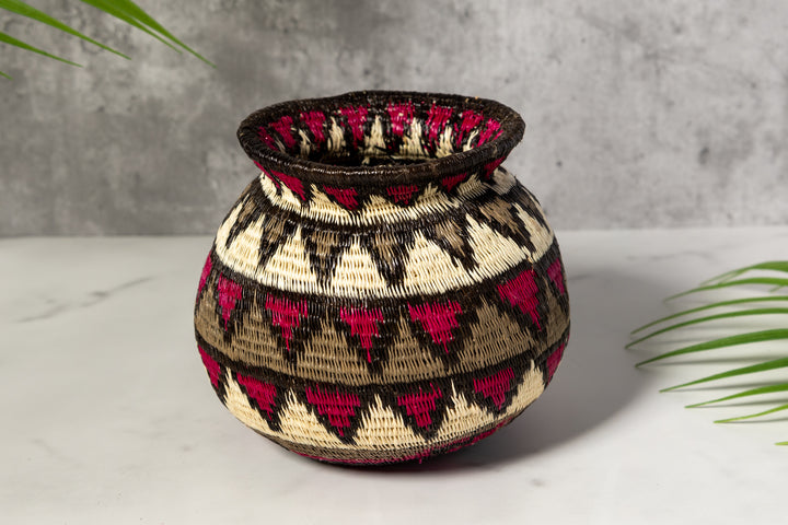 Violet Gray Black And White Diamond Woven Basket