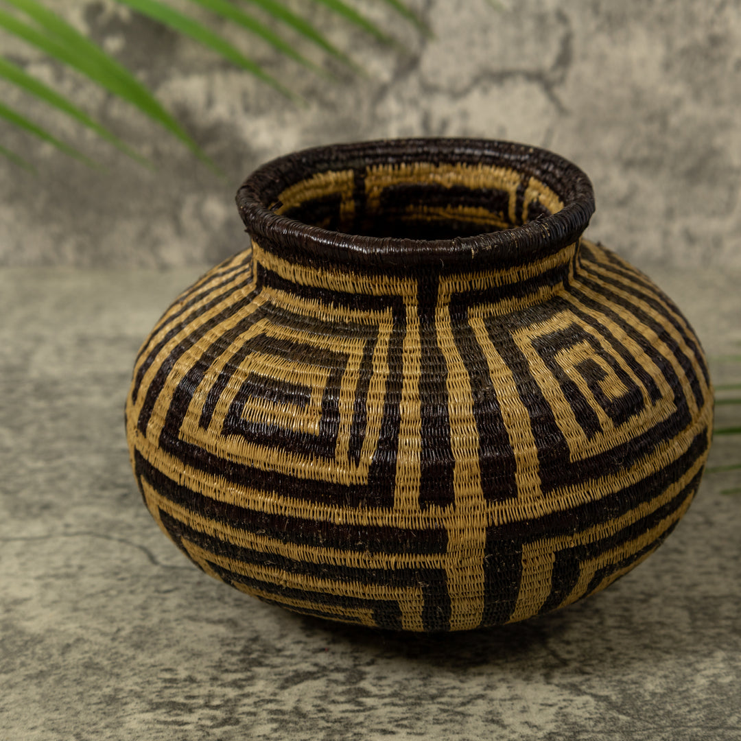 Black And Brown Greek Key Rainforest Basket