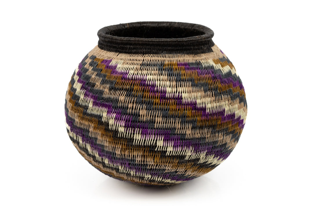 Black Brown And Purple Woven Basket