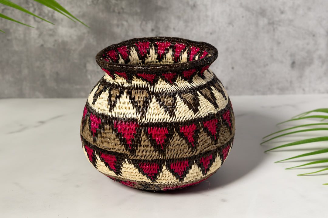 Violet Gray Black And White Diamond Woven Basket