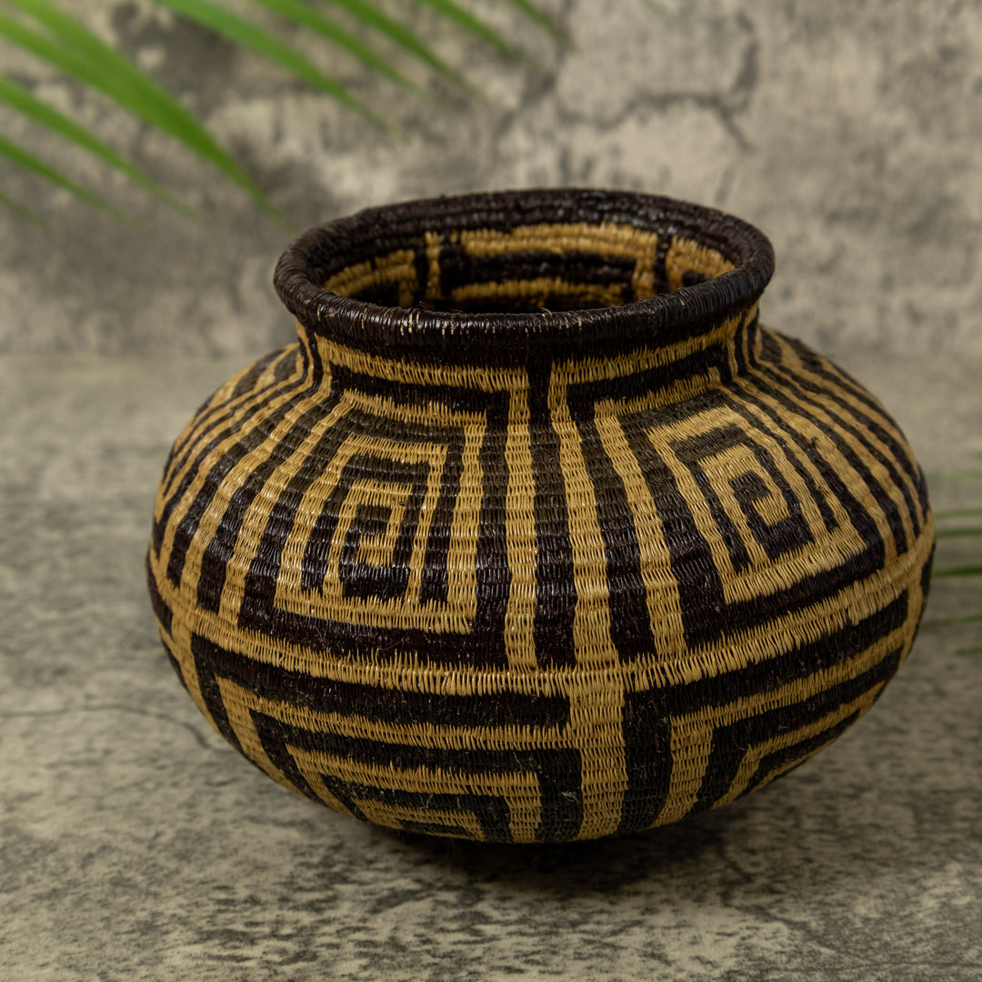 Black And Brown Greek Key Rainforest Basket