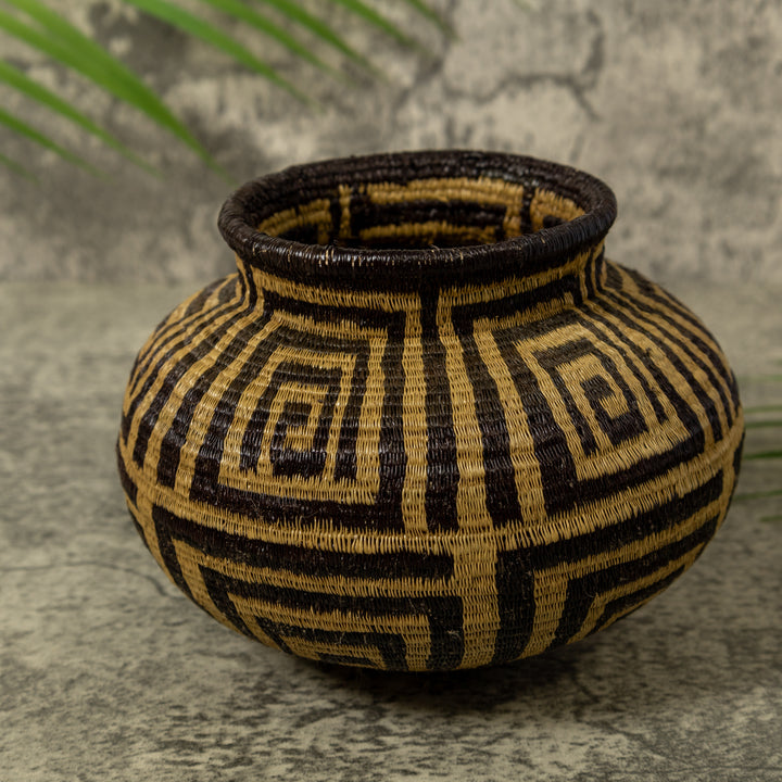 Black And Brown Greek Key Rainforest Basket