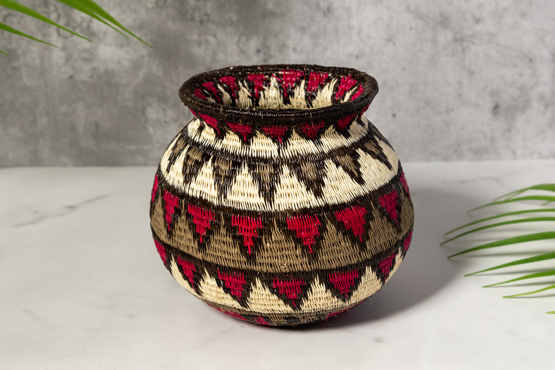 Violet Gray Black And White Diamond Woven Basket