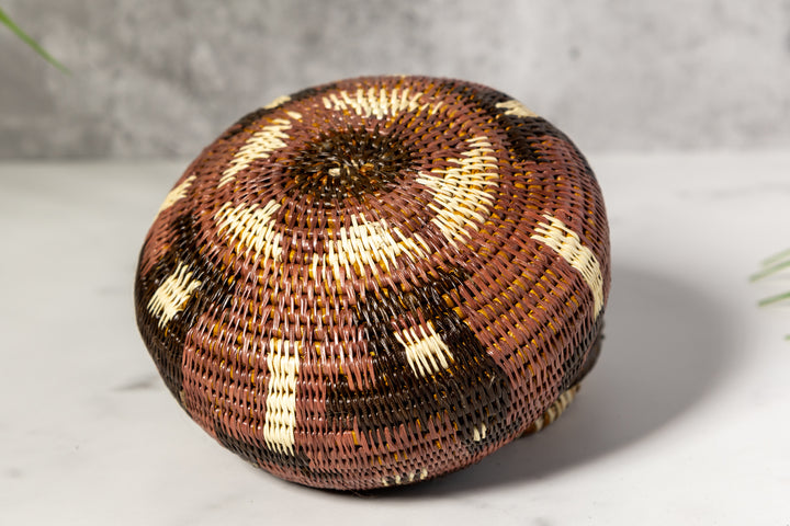 Brown And White Jungle Critters Woven Basket With Top