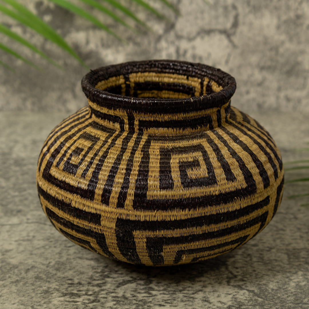 Black And Brown Greek Key Rainforest Basket
