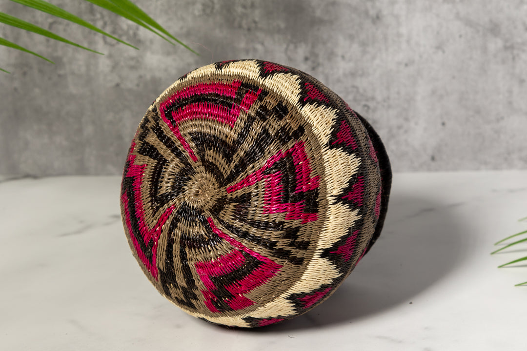 Violet Gray Black And White Diamond Woven Basket