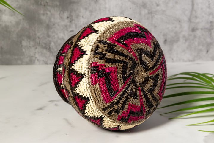 Violet Gray Black And White Diamond Woven Basket