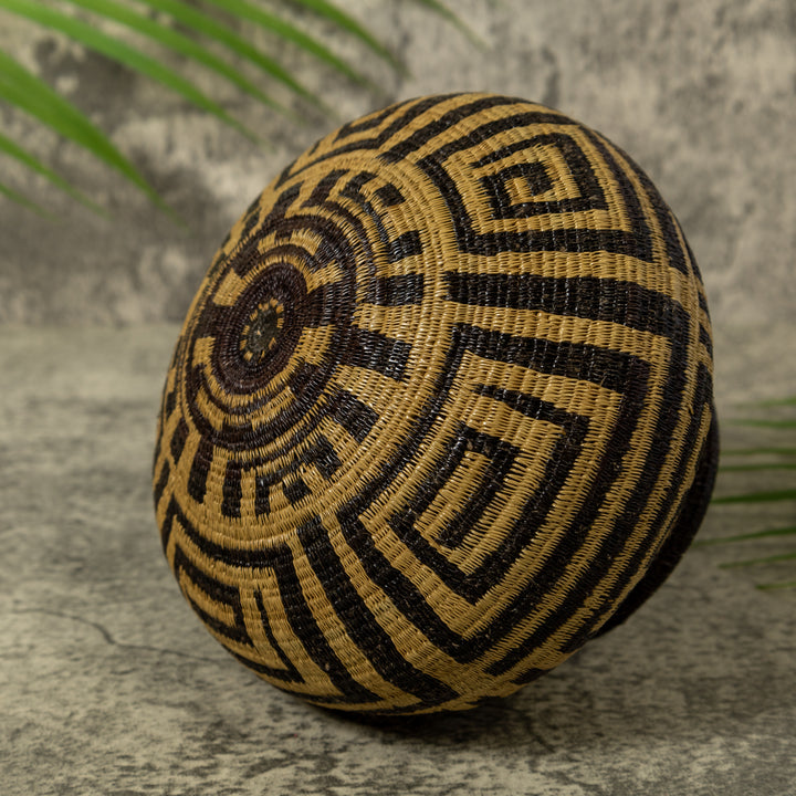 Black And Brown Greek Key Rainforest Basket