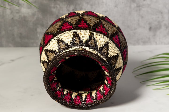 Violet Gray Black And White Diamond Woven Basket