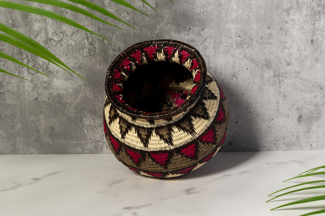 Violet Gray Black And White Diamond Woven Basket