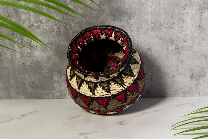 Violet Gray Black And White Diamond Woven Basket