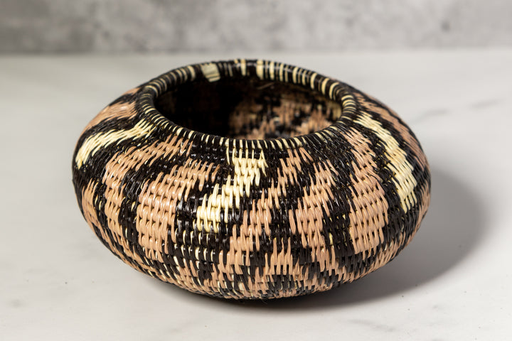 Brown Jungle Cascade Woven Basket With Top