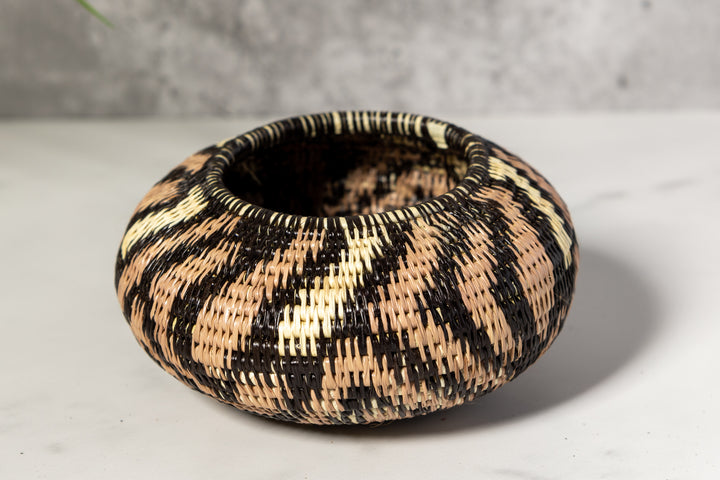 Brown Jungle Cascade Woven Basket With Top
