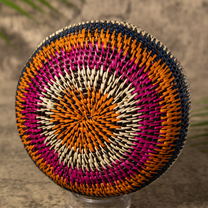 Orange Blue And White Rainforest Basket With Top