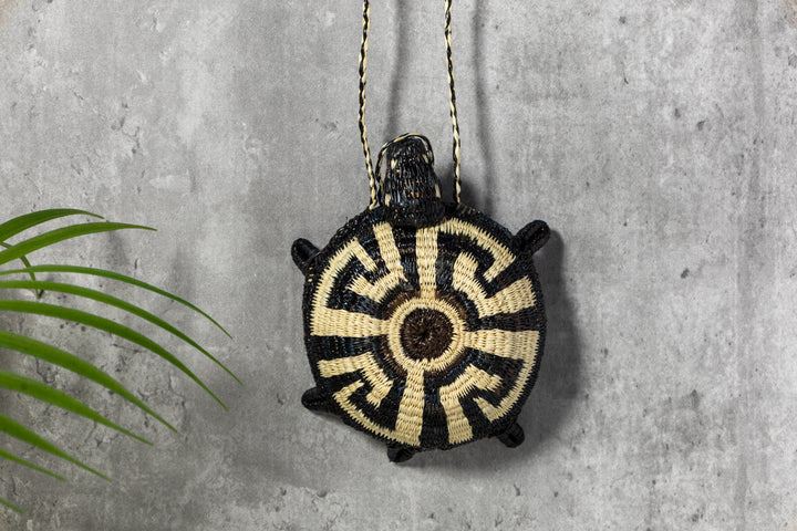Black And White Turtle Purse Woven Basket