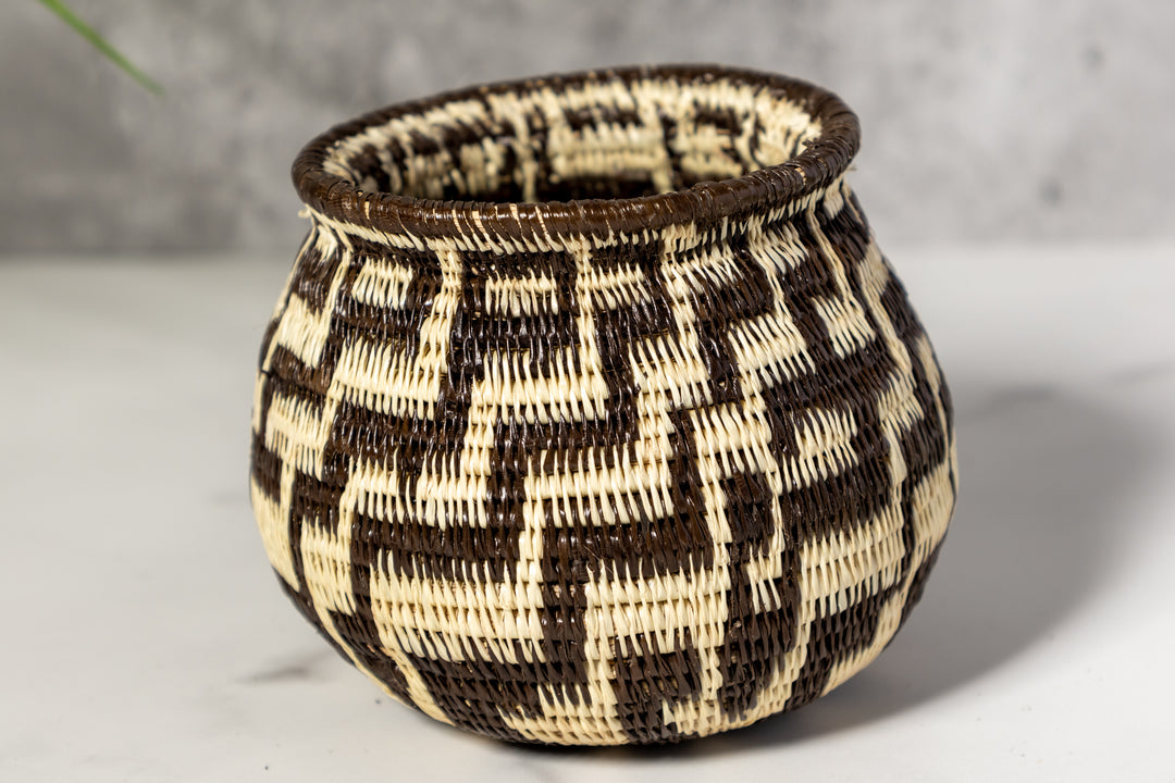 Black And White Staircase Woven Basket