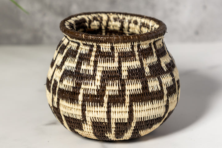 Black And White Staircase Woven Basket