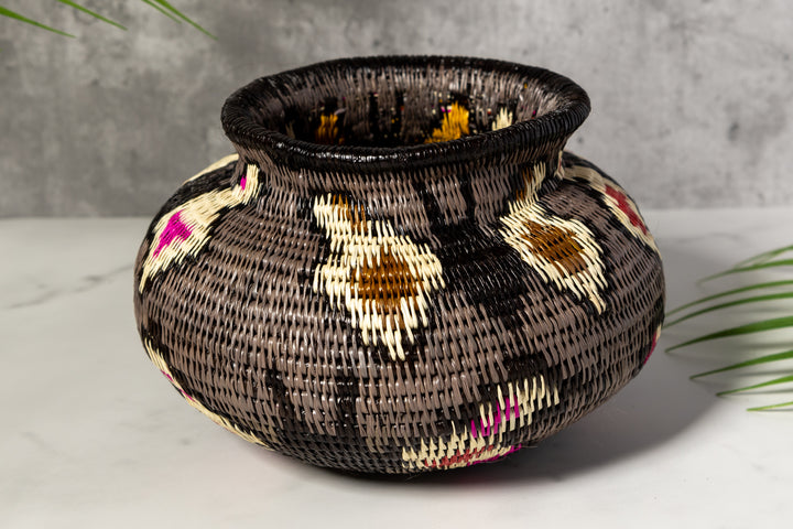 Gray With Multiple Butterflies Woven Basket