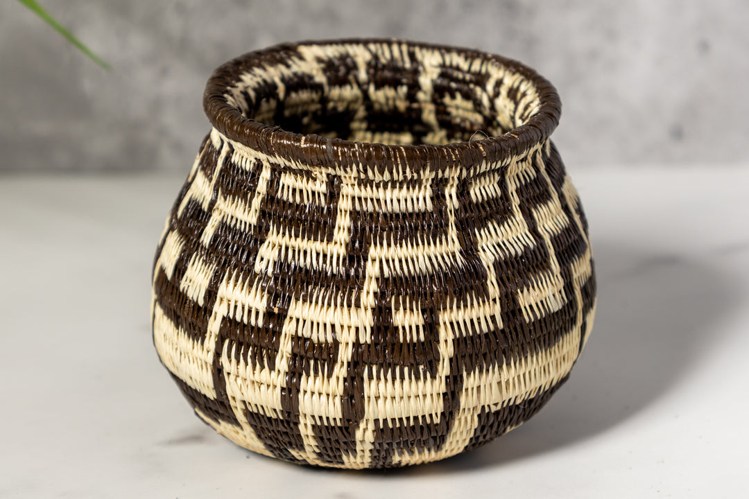 Black And White Staircase Woven Basket