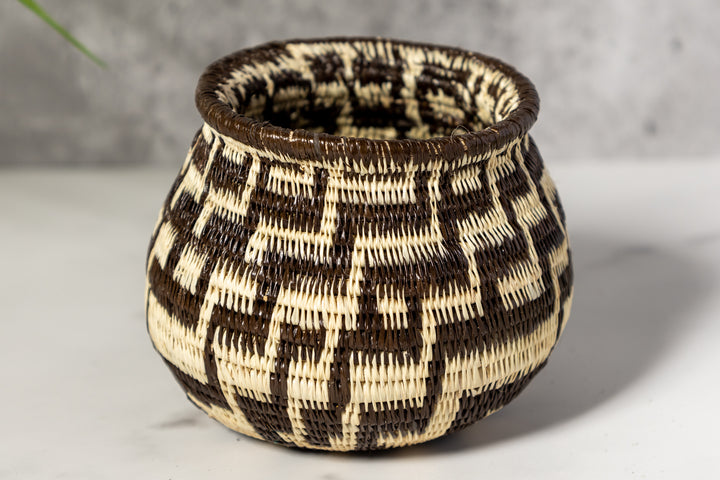 Black And White Staircase Woven Basket